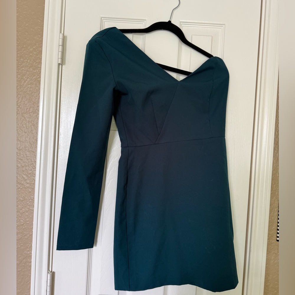DO+BE Green Asymmetrical Long Sleeve mini Dress